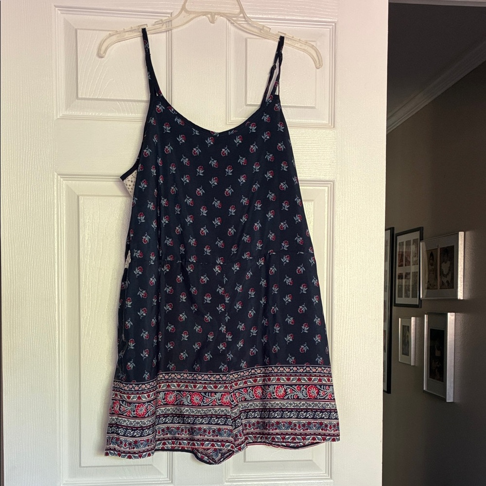 Xhilaration Dark Blue Floral Romper